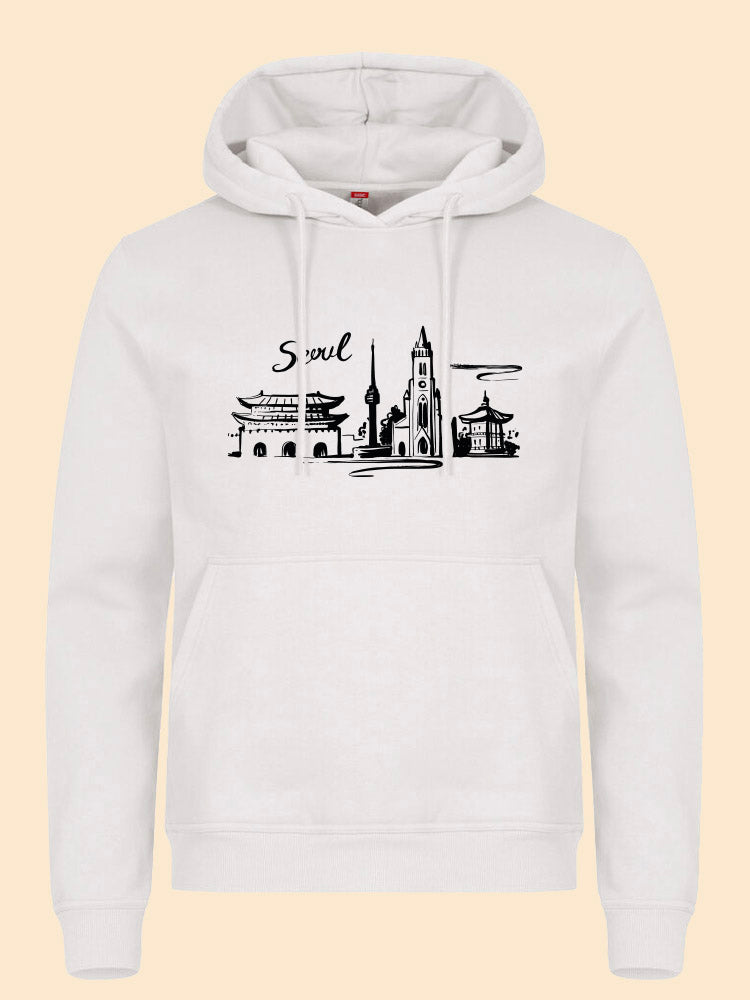 Hoodie skyline blanc